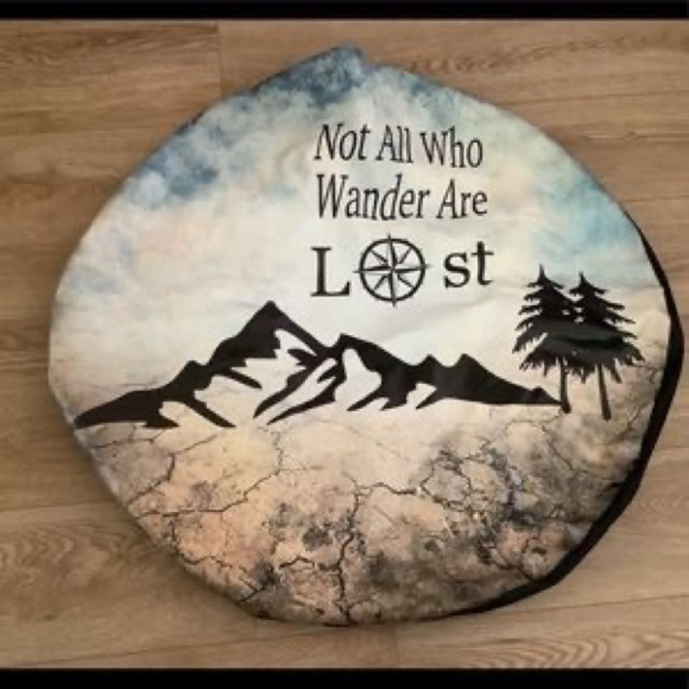 Round Adventure Accent Floor Pillow - Cream & Blue
